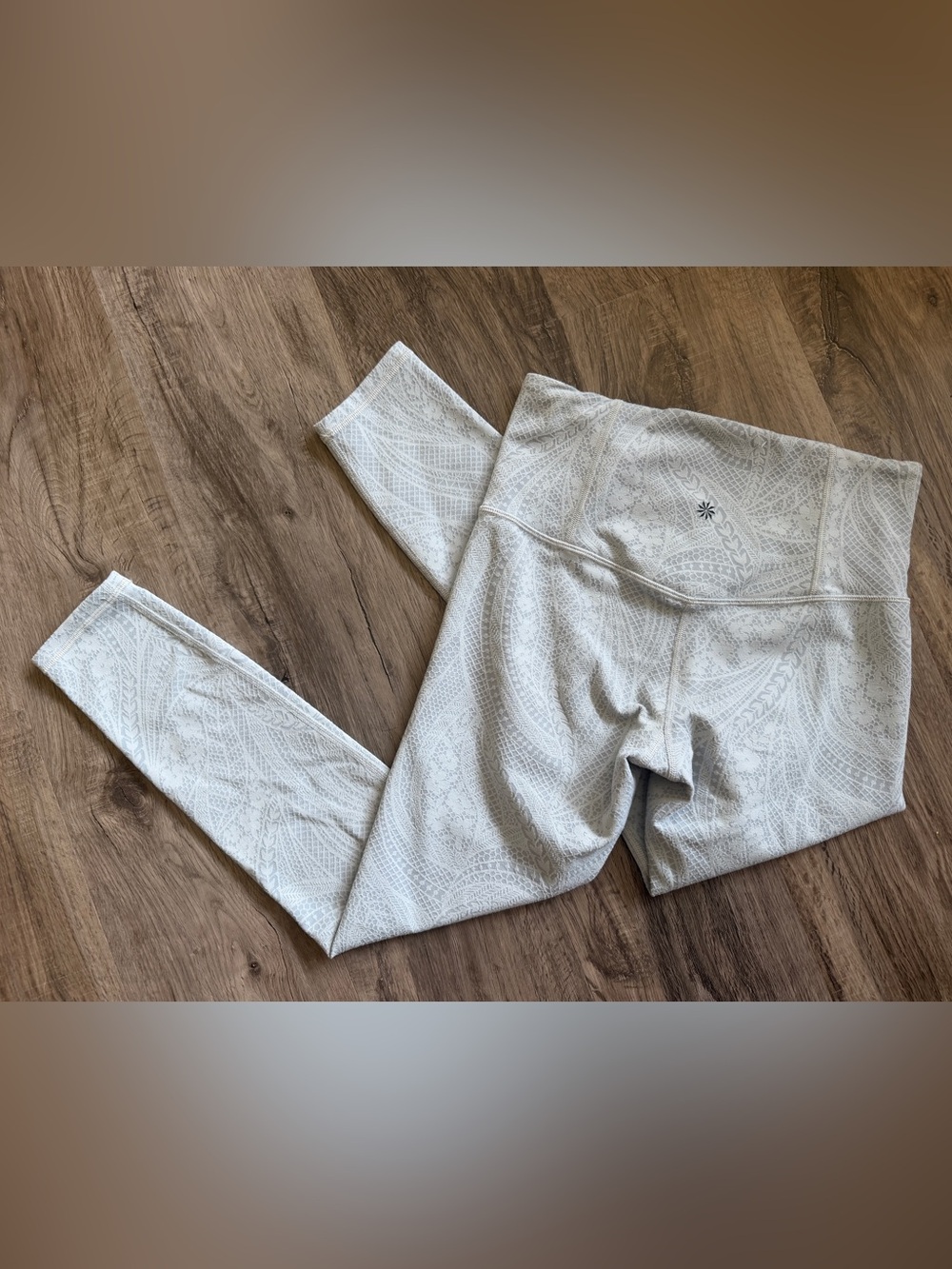 Athleta Light Blue Lace Print Leggings